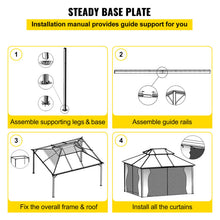 Load image into Gallery viewer, 10x10' Gazebo Hardtop Roof Aluminum Alloy Frame w/Mesh & Curtain