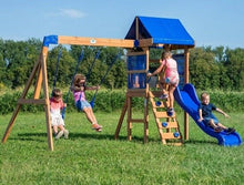 Load image into Gallery viewer, Playground Play Set Kids Outdoor Cedar Wood Swing Chalk Wall Slide Fort Climber