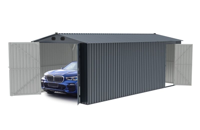 Heavy Duty Car Garage Galvani Steel Storage Outdoor Prefab Shed 20'x10'ft Metal