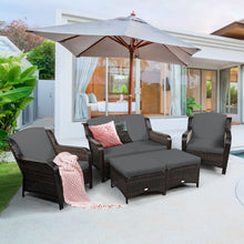 Load image into Gallery viewer, 5 Pieces Patio Furniture Set Outdoor Rattan Conversation Sofa Set W/ Cushions