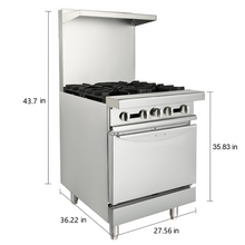 Load image into Gallery viewer, New 24&quot; Natural Gas Commercial Restaurant Kitchen 4 Burner Range W/Standard Oven
