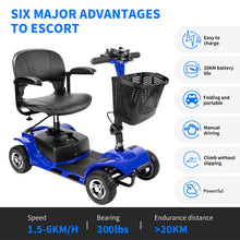 Load image into Gallery viewer, 4 Wheels Mobility Scooter Power Wheelchair Folding Electric Scooters Home Travel