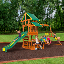 Load image into Gallery viewer, Cedar Wooden Swing Set Kids Outdoor Slide Playground
