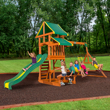 Load image into Gallery viewer, Cedar Wooden Swing Set Kids Outdoor Slide Playground