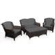 5 Pieces Patio Furniture Set Outdoor Rattan Conversation Sofa Set W/ Cushions