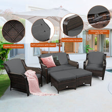 Load image into Gallery viewer, 5 Pieces Patio Furniture Set Outdoor Rattan Conversation Sofa Set W/ Cushions