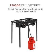 Load image into Gallery viewer, Double 2 Burner Gas Propane Cooker Outdoor Camping Picnic Stove Stand BBQ