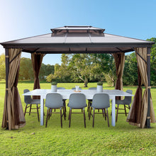 Load image into Gallery viewer, 10x10' Gazebo Hardtop Roof Aluminum Alloy Frame w/Mesh & Curtain
