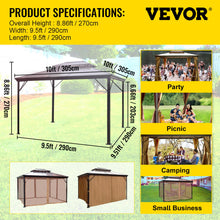 Load image into Gallery viewer, 10x10&#39; Gazebo Hardtop Roof Aluminum Alloy Frame w/Mesh &amp; Curtain

