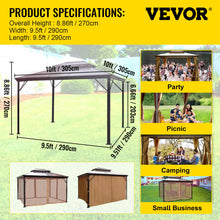 Load image into Gallery viewer, 10x10' Gazebo Hardtop Roof Aluminum Alloy Frame w/Mesh & Curtain
