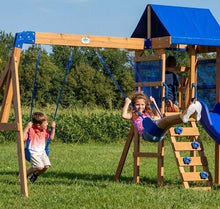 Load image into Gallery viewer, Playground Play Set Kids Outdoor Cedar Wood Swing Chalk Wall Slide Fort Climber
