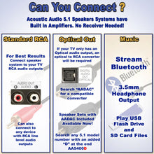 Load image into Gallery viewer, Acoustic Audio 5.1 Bluetooth 6 Speaker System Home Theater Surround Sound NEW