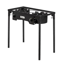 Load image into Gallery viewer, Double 2 Burner Gas Propane Cooker Outdoor Camping Picnic Stove Stand BBQ