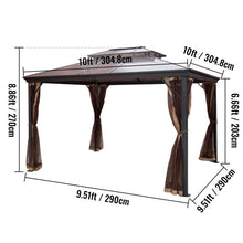 Load image into Gallery viewer, 10x10' Gazebo Hardtop Roof Aluminum Alloy Frame w/Mesh & Curtain