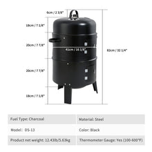 Load image into Gallery viewer, 32&quot; Charcoal Smoker Grill BBQ 3IN1 Outdoor Vertical Smoke Portable Meat Cooker
