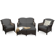 Load image into Gallery viewer, 5 Pieces Patio Furniture Set Outdoor Rattan Conversation Sofa Set W/ Cushions