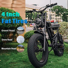 Load image into Gallery viewer, Electric Bike E-Bike 1000W 48V 15.6AH Adult Bicycles 20" Fat Tire Mountain Ebike