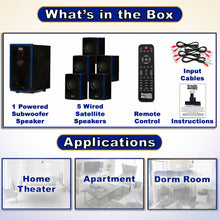 Load image into Gallery viewer, Acoustic Audio 5.1 Bluetooth 6 Speaker System Home Theater Surround Sound NEW