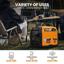 Load image into Gallery viewer, Gas Powered 3500 Watt Portable Inverter Generator Super Quiet 58 dB Home Backup