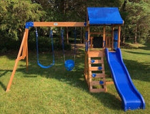 Load image into Gallery viewer, Playground Play Set Kids Outdoor Cedar Wood Swing Chalk Wall Slide Fort Climber
