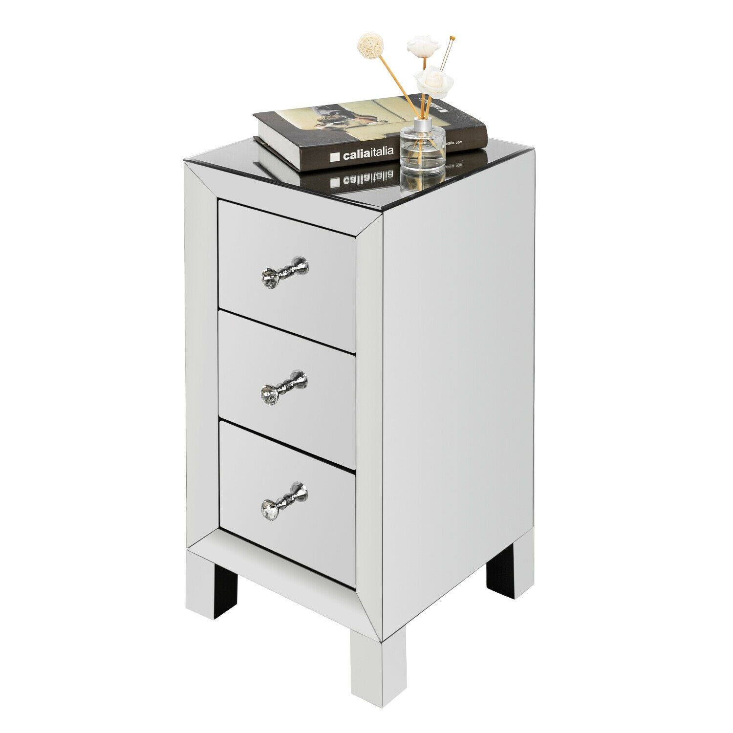 Three Drawer Silver Bedside Table Until Times Up