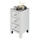 Three Drawer Silver Bedside Table