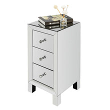 Load image into Gallery viewer, Three Drawer Silver Bedside Table