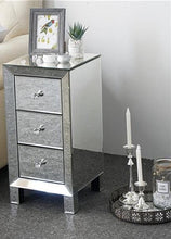 Load image into Gallery viewer, Three Drawer Silver Bedside Table