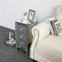 Load image into Gallery viewer, Three Drawer Silver Bedside Table