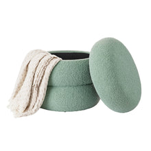 Load image into Gallery viewer, Round Boucle Ottoman Storage
