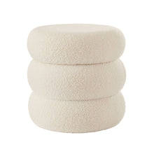 Load image into Gallery viewer, Round Boucle Ottoman Storage
