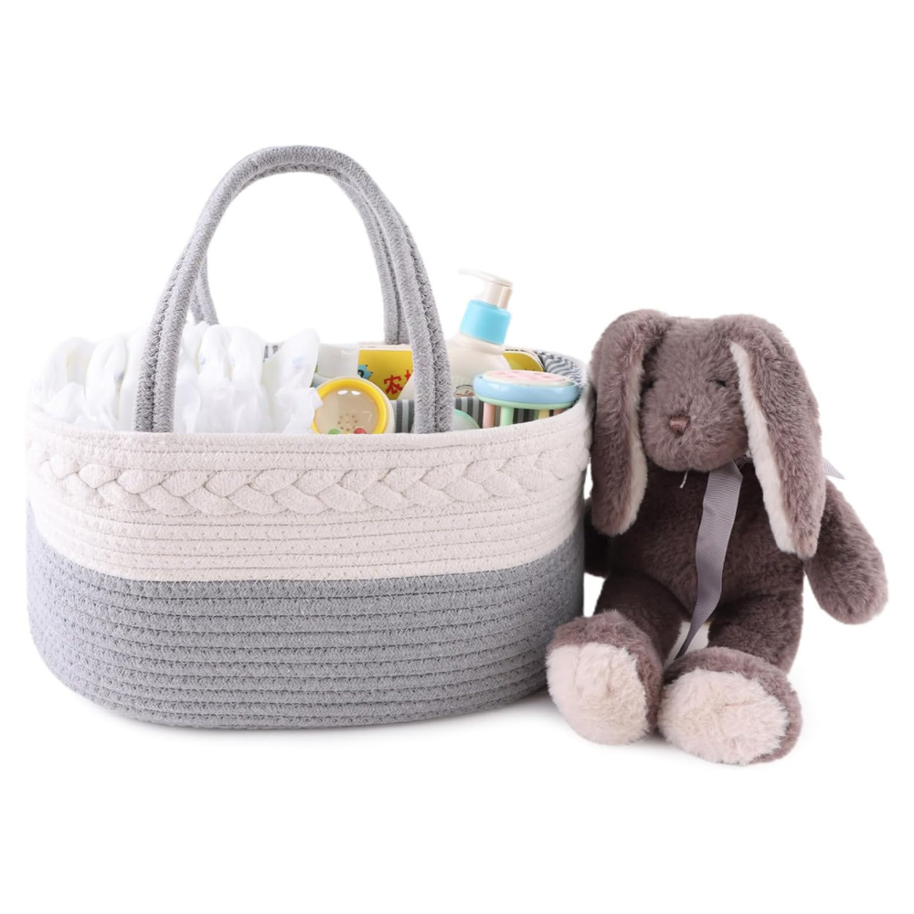 Baby Diaper Caddy Storage Basket Canvas Rope Organizer