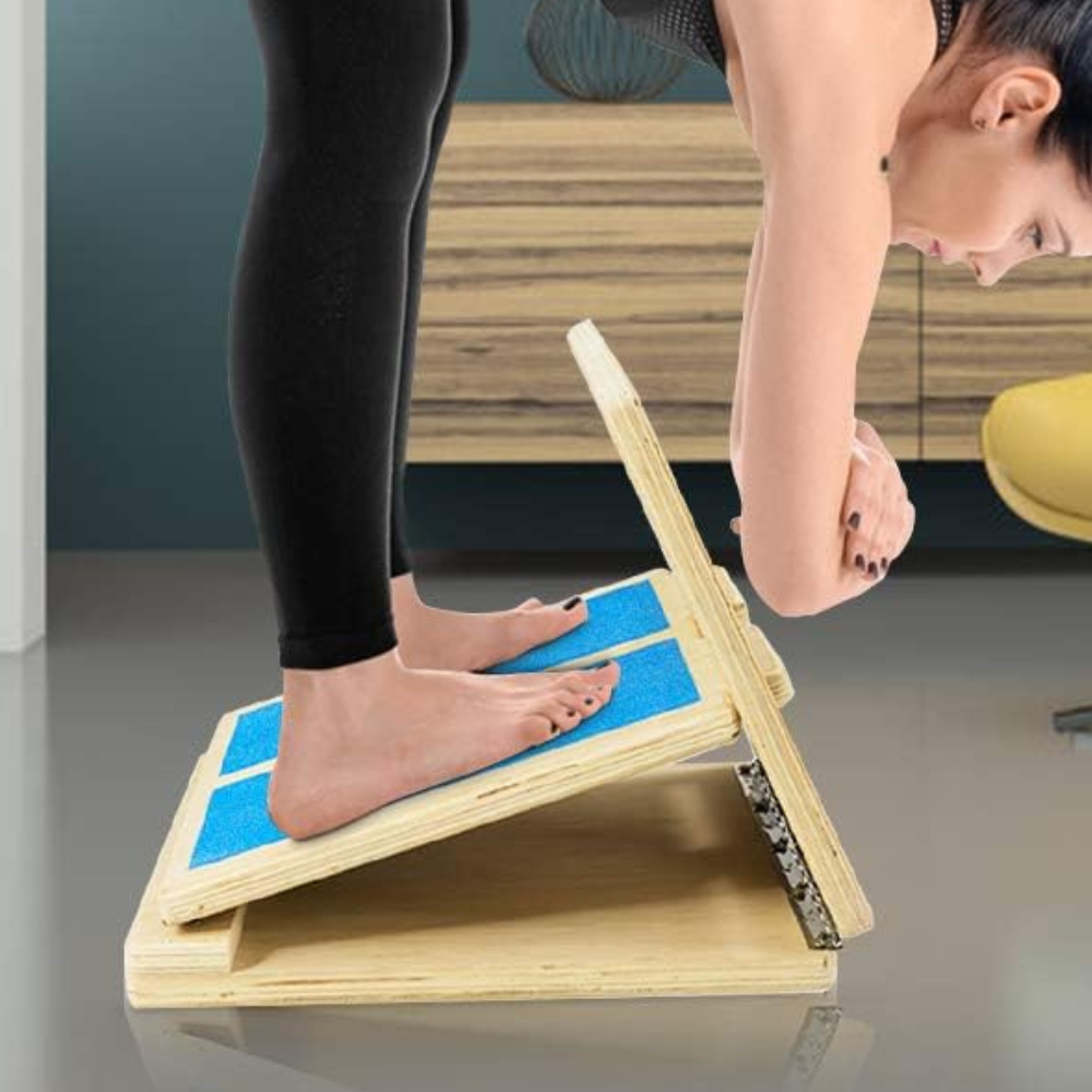 Adjustable Wooden Calf Stretcher Exercise Trainer Slant Board