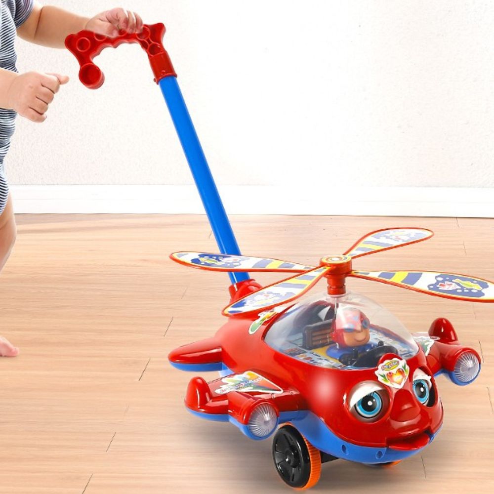 Cartoon Airplane Push Toy Walking Aid Trolley