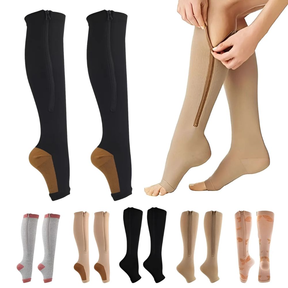 Zippered Calf Compression Stocking Socks for Women