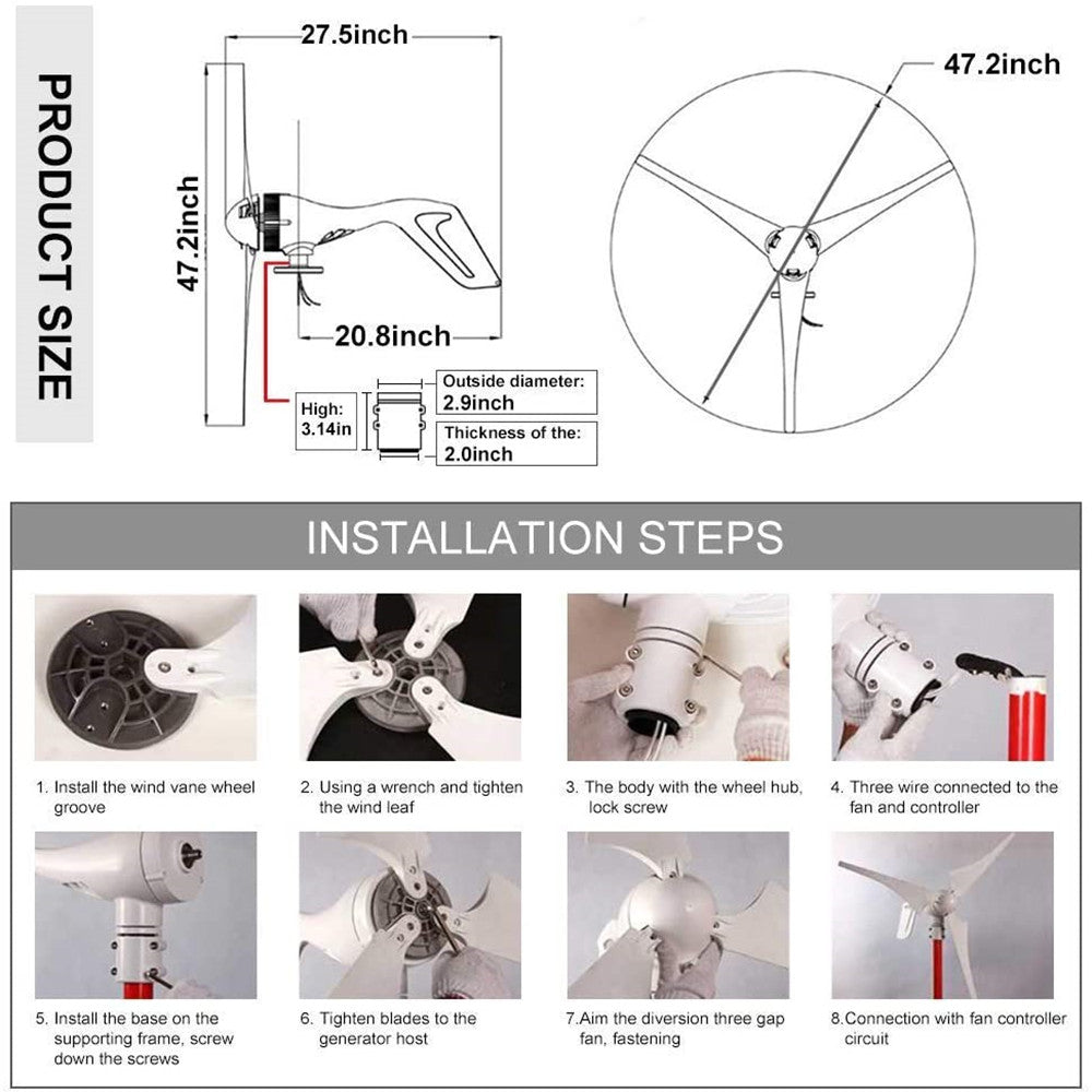 8 Blades Wind Turbine Generator for Home