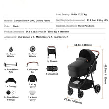 Load image into Gallery viewer, Convertible Baby Infant Stroller Foldable Pushchair with Bassinet Black
