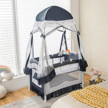 Load image into Gallery viewer, Portable Baby Playard Crib Bassinet Bed W/ Table Canopy Music Box
