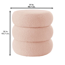 Load image into Gallery viewer, Round Boucle Ottoman Storage

