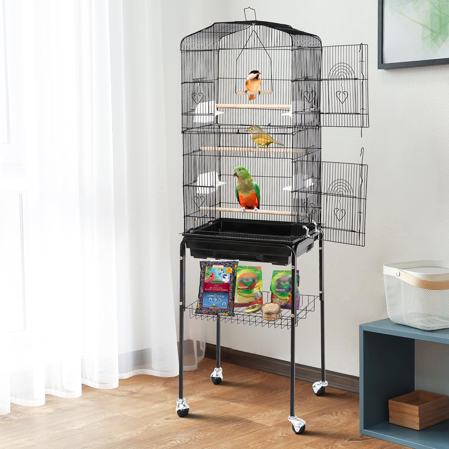 Load image into Gallery viewer, Rolling Bird Parrot Stand Cage