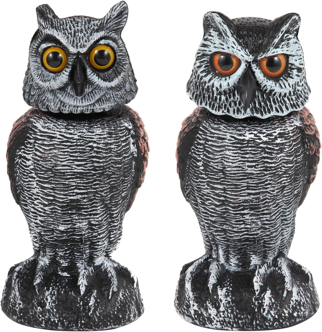 2 Pack Owl Decoy Bird Repeller With Rotating Head