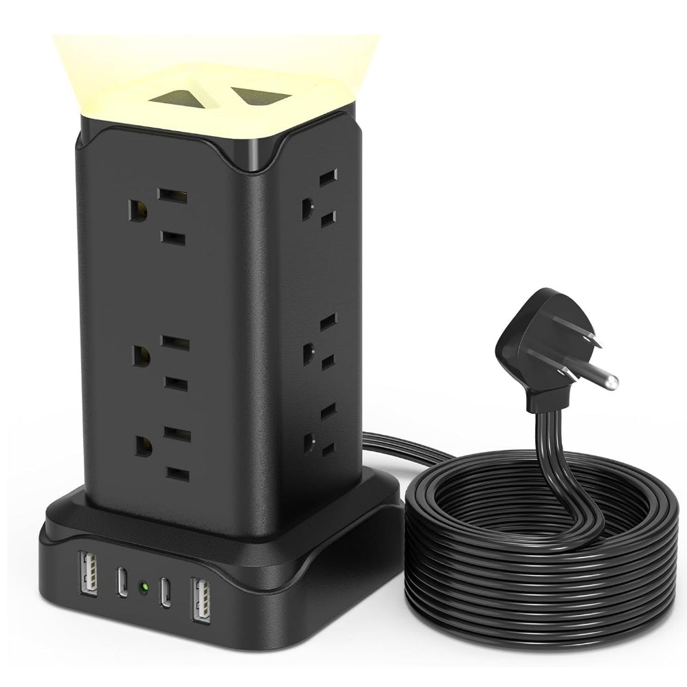 12-Outlet Surge Protector Power Strip Extension Cord with Long Cable