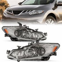 Load image into Gallery viewer, 2009-2014 Nissan Murano Chrome Headlights, Halogen Crystal Clear Lens Assembly, Left &amp; Right Side Pair, Direct OEM Fit
