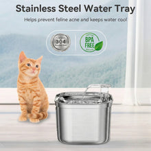 Load image into Gallery viewer, 2.2L Stainless Steel Cat Water Fountain - Quiet, Filtered, Easy Clean
