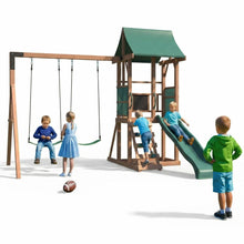 Load image into Gallery viewer, Swing Sets for Kids, Slide, Rock Wall &amp; Soft Cushion Swings for Backyard
