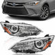 2015-2017 Toyota Camry Projector Headlights, Chrome Housing Clear Lens Assembly, LE SE XLE XSE Pair, Direct OEM Fitment