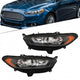 2013 to 2016 Ford Fusion Halogen Headlights, Stealth Black Housing Clear Lens Assembly, Left Driver & Right Passenger Side Pair, Direct OEM Fit