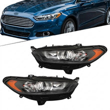 Load image into Gallery viewer, 2013 to 2016 Ford Fusion Halogen Headlights, Stealth Black Housing Clear Lens Assembly, Left Driver &amp; Right Passenger Side Pair, Direct OEM Fit

