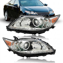Load image into Gallery viewer, 2013 to 2015 Lexus ES300h &amp; ES350 HID Headlights, Chrome Housing Clear Lens, Left Driver &amp; Right Passenger Side Pair, Direct OEM Fit
