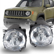 Load image into Gallery viewer, 2015 to 2018 Jeep Renegade Halogen Headlights, Black Housing Clear Projector Lens, Left Driver &amp; Right Passenger Side Pair, Direct OEM Fit
